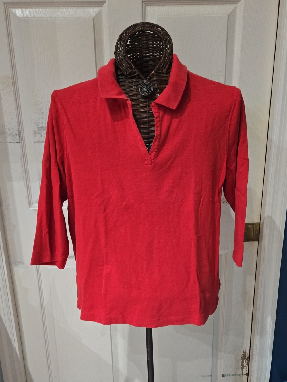 Jones Sport Women’s Redish Orange Polo-Style V-Neck Top-Size XL